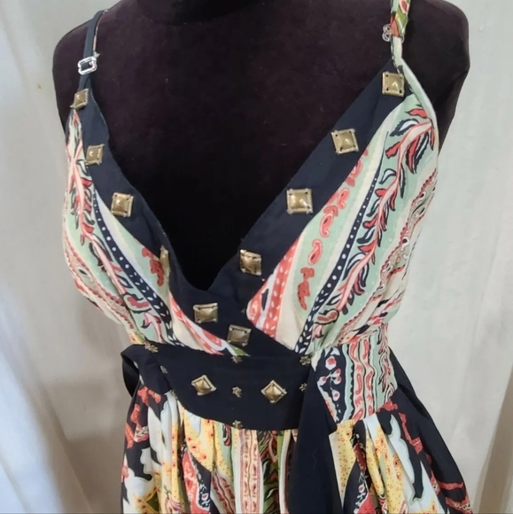 Fun And Flirt Maxi Print Long Dress Womens Size Large Cotton - Picture 8 of 12